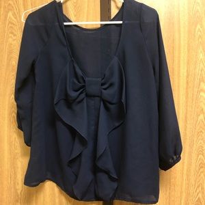 Navy Sheer Blouse